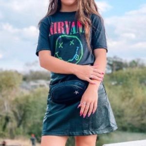 Art class girls black leather skirt